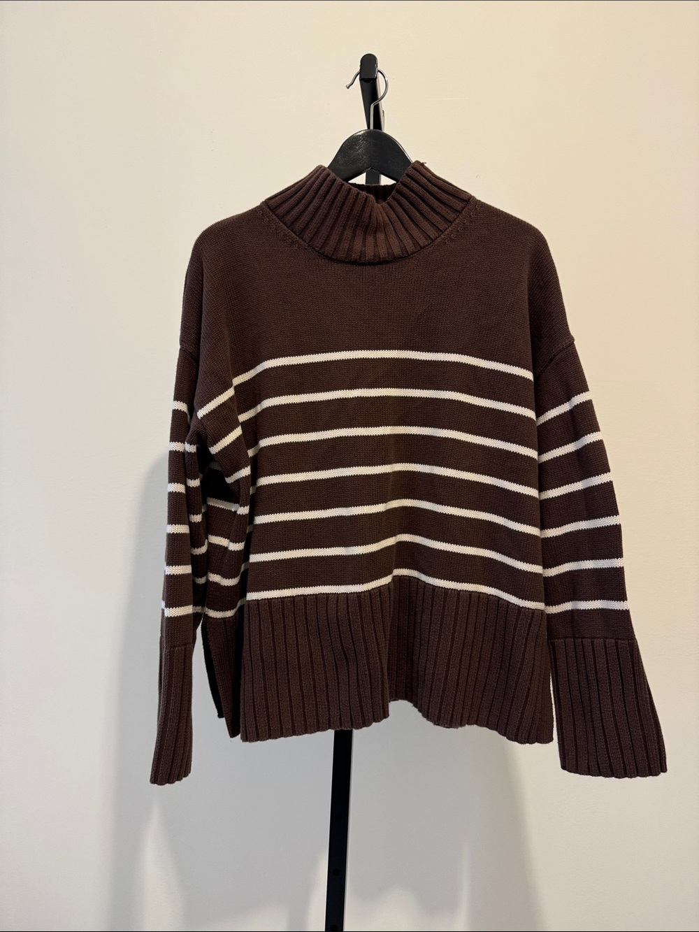 GAP Brown Striped Mock Neck Sweater - Women